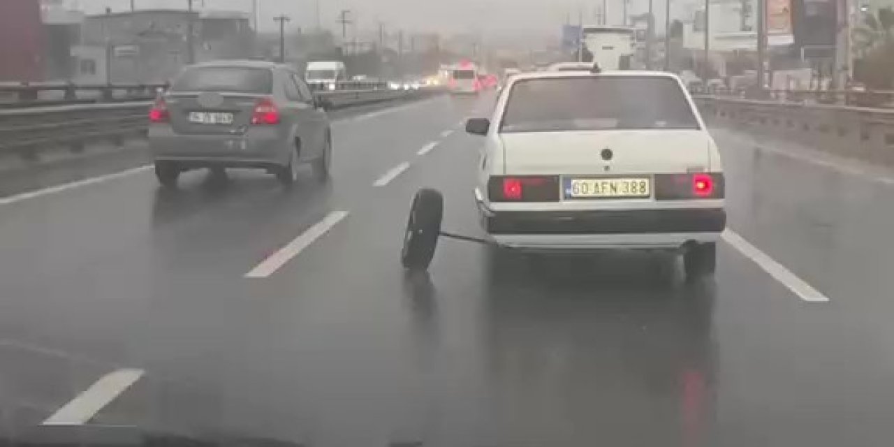Otomobilin tekerleği yerinden çıktı
