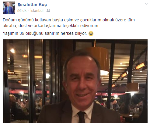 Şerafettin Koç 39 yaşına girdi!