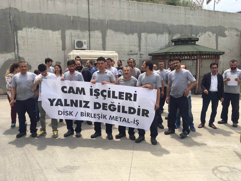 Cam işçilerine destek verdiler