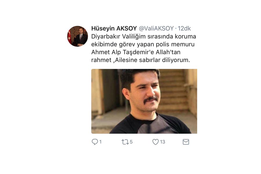 Aksoy’dan Şehit polis için taziye