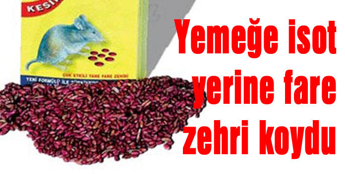 Yemeğe isot yerine fare zehri koydu