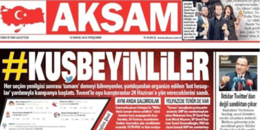 Yandaş Akşam, 'T A M A M' paylaşımlarına hakaretle cevap verdi