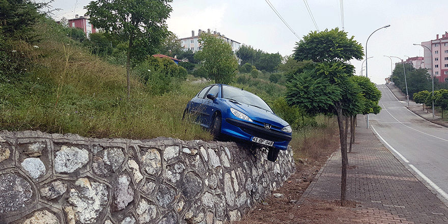 İstinat duvarının üzerine çıktı