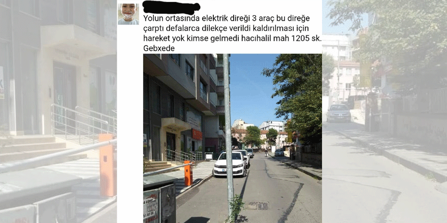 Direk yolun ortasında kaldı