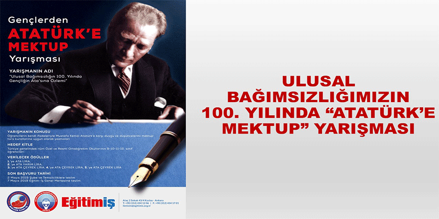 Eğitim-İş’ten Atatürk’e mektup yarışması