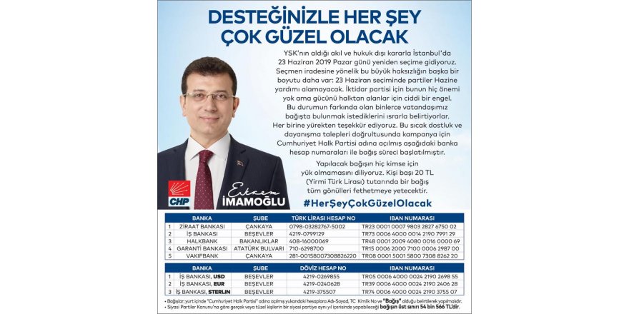 CHP’den İmamoğlu Seçim Kampanyası için çağrı