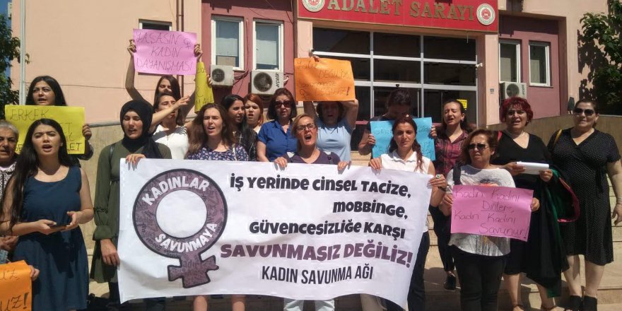 Kadın çalışanı taciz protesto edildi