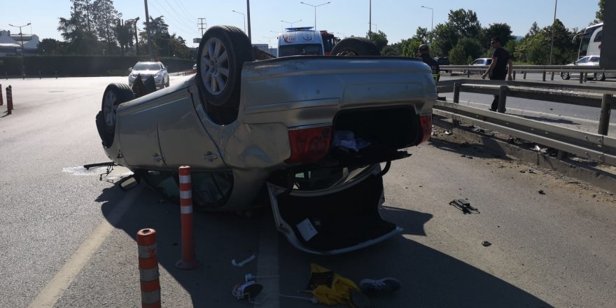 Takla atan otomobilin sürücüsü yaralandı