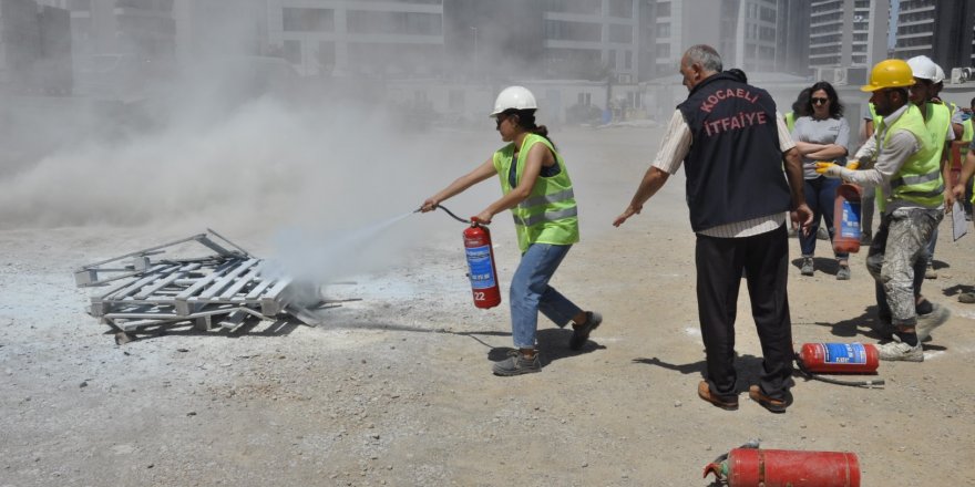 Şantiyede tatbikat yapıldı