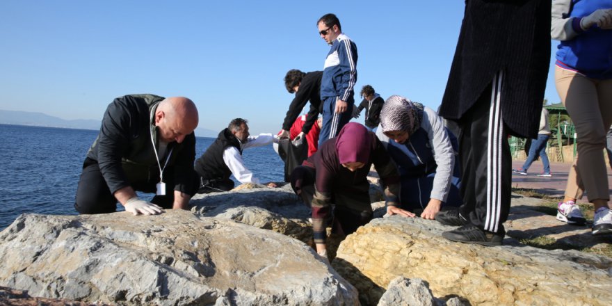 Bıyık öğrencilerle kıyı temizliği yaptı