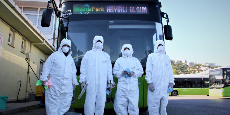 Otobüsler dezenfekte ediliyor