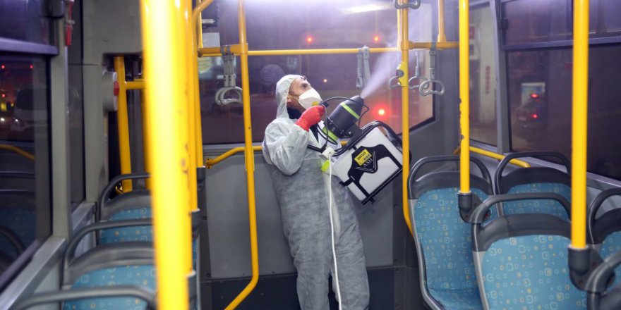 Özel halk otobüslerinde korona temizliği