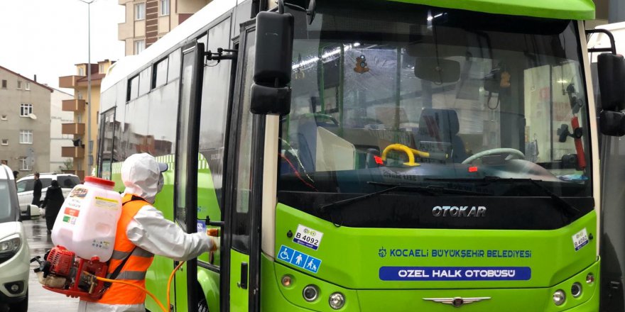 Halk otobüsleri dezenfekte edildi