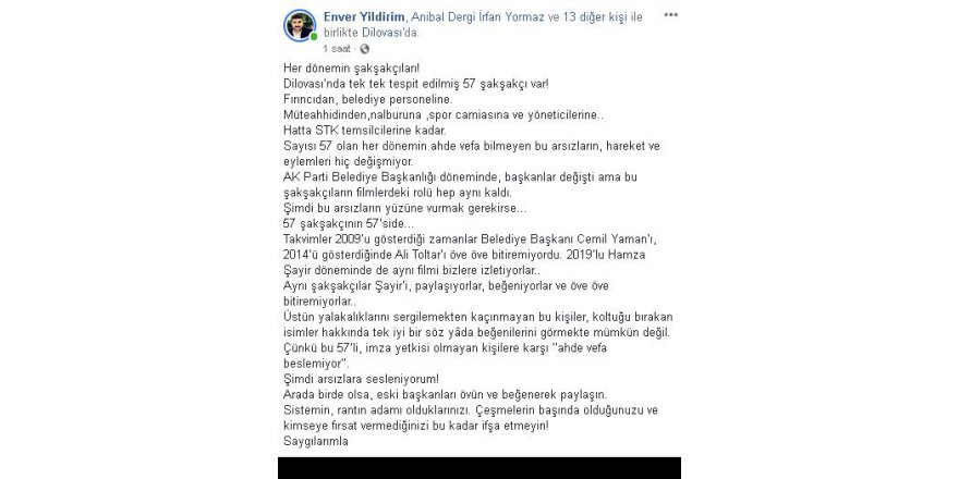 Enver Yıldırım “Dilovası’nda 57 şakşakçı var!”