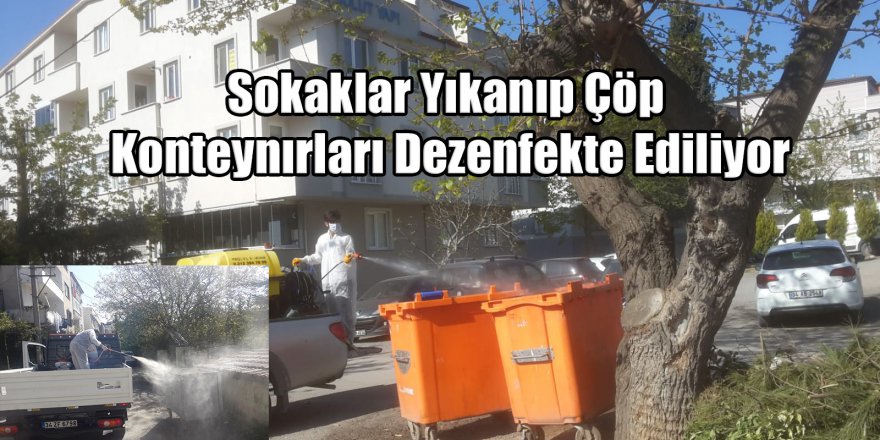 Sokaklar Yıkanıp Çöp Konteynırları Dezenfekte Ediliyor