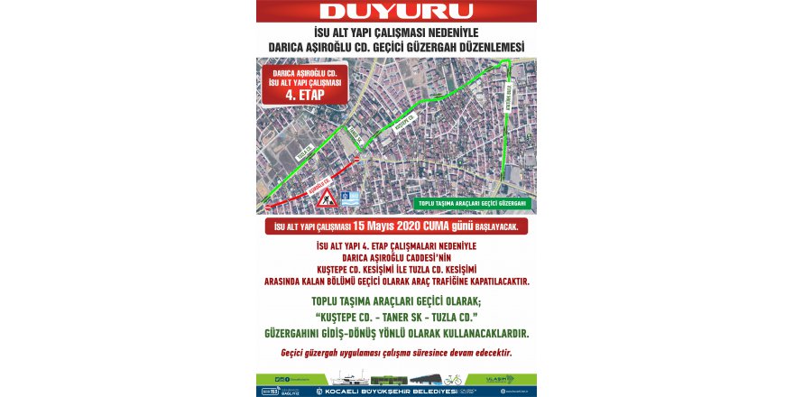 Aşıroğlu Caddesi’nde geçici güzergah uygulaması