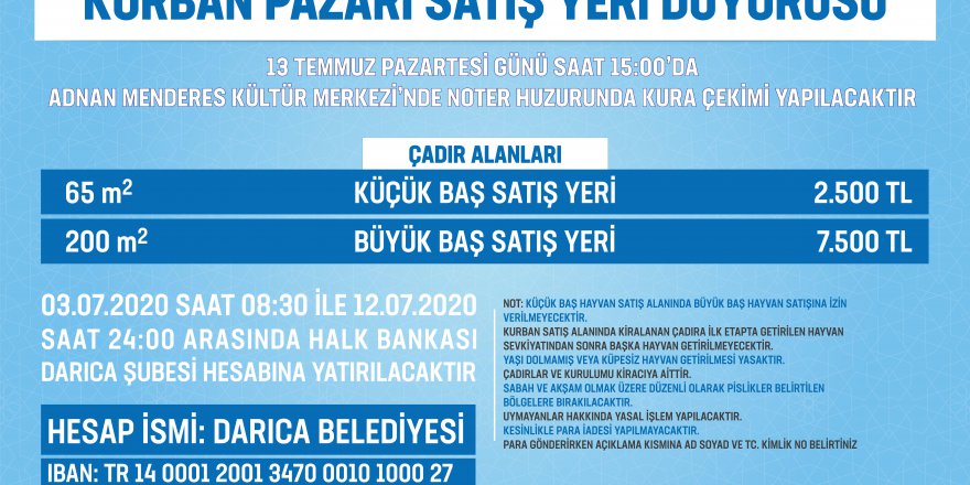 Darıca’da Kurban Pazarı alanı satışları başladı
