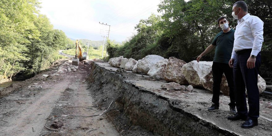 heyelan bölgesinde inceleme yaptı