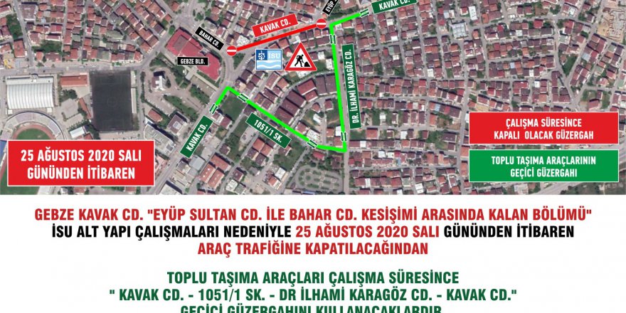 Gebze’de geçici güzergah uygulaması