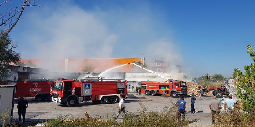 Geri dönüşüm tesisinde yangın hasara neden oldu