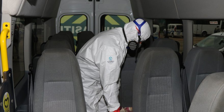 Servis araçları dezenfeksiyon ediliyor