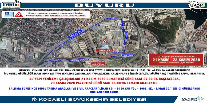 Dilovası’nda geçici  güzergah uygulaması