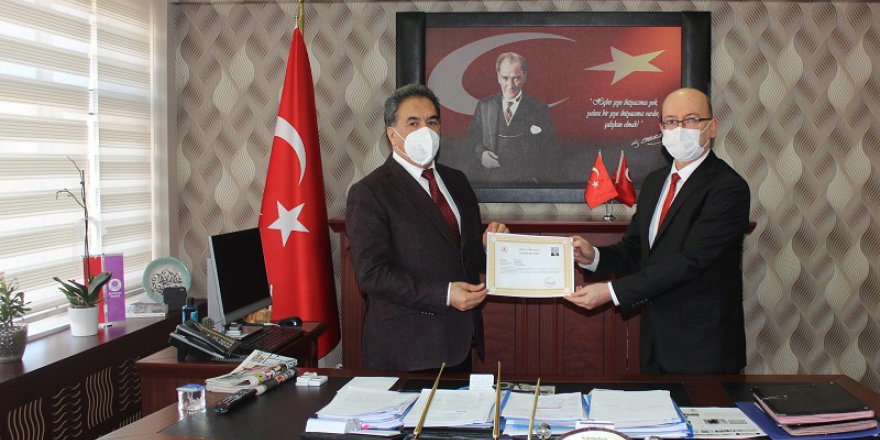 Kadıoğlu’na başarı belgesi verildi