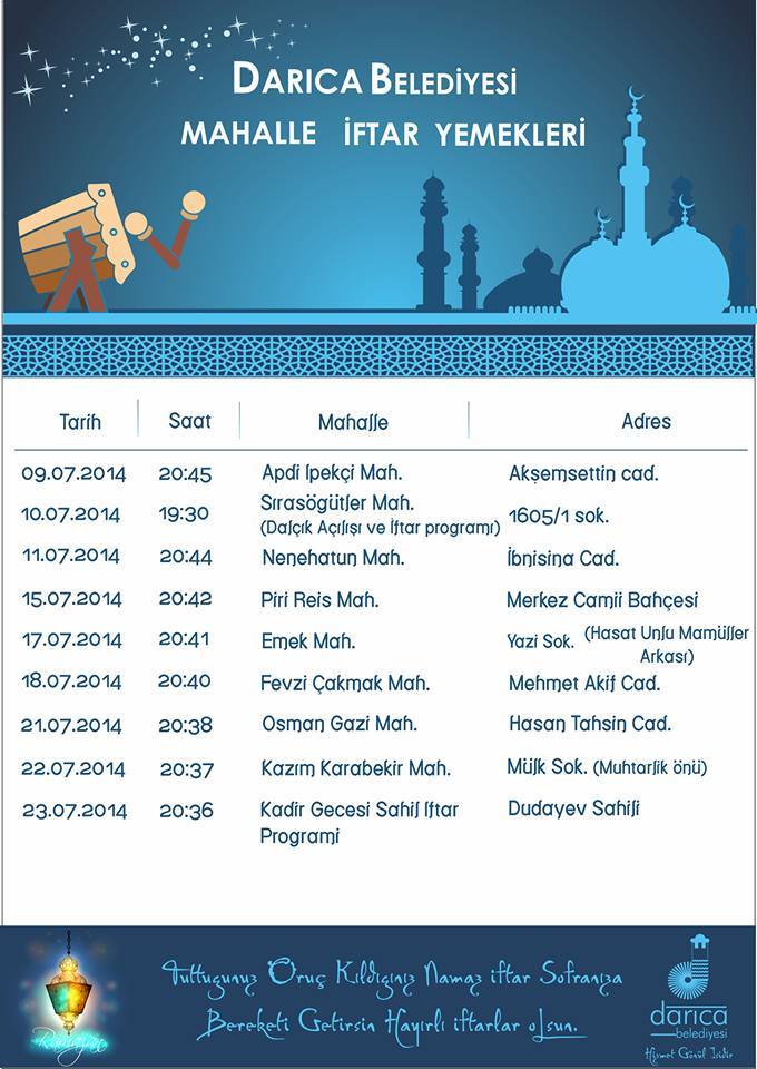 Darıca’da mahalle iftarları başlıyor