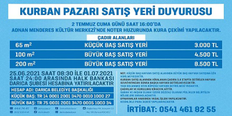 Darıca’da Kurban Pazarı alanı satışları başladı