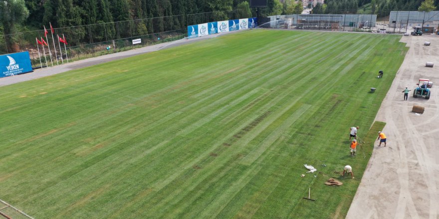 Stadın çimleri seriliyor