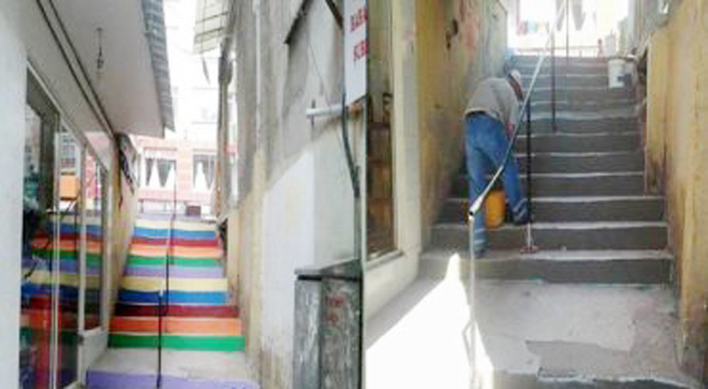 Gençler boyuyor, belediye gri yapıyor