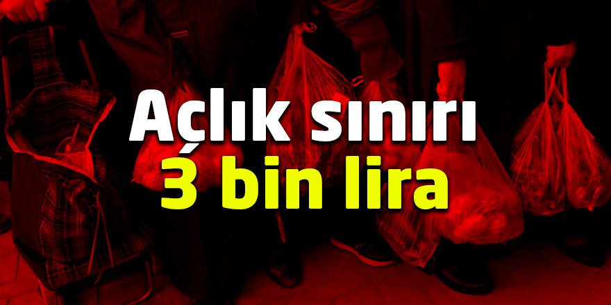 Açlık sınırı 3 bin lira