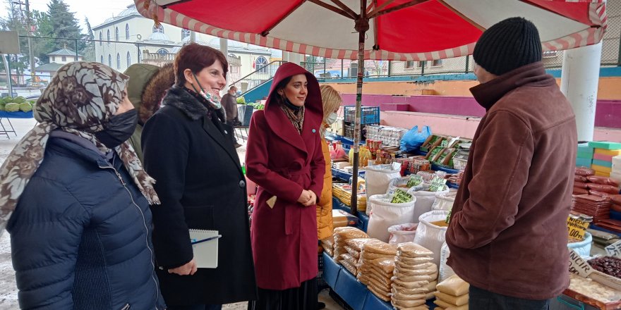 İYİ Partili kadınlar pazarın nabzını tuttu