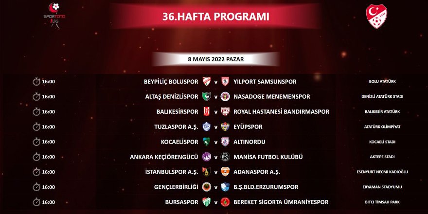 Altınordu maçı 8 Mayıs'ta