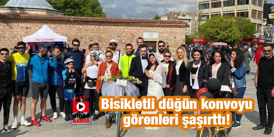 Bisikletli düğün konvoyu görenleri şaşırttı!