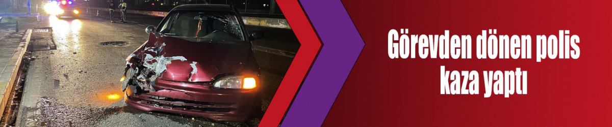 Görevden dönen polis kaza yaptı