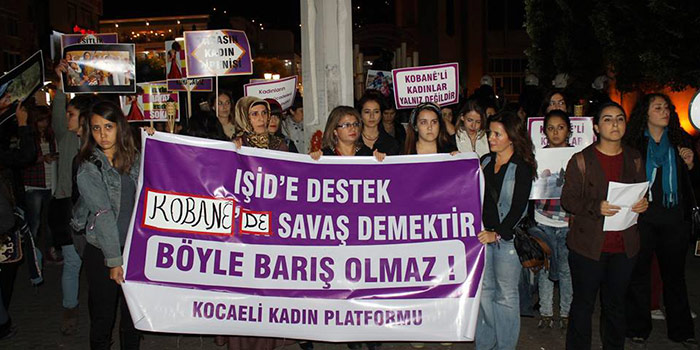 Kadınların Kobani yürüyüşünde gergin anlar yaşandı