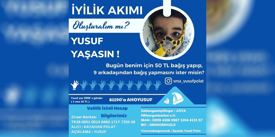 Gebzeli SMA hastası minik Yusuf destek bekliyor